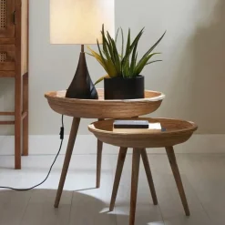 Light en Living Bijzettafel Set van 2 COLON naturel Clearance