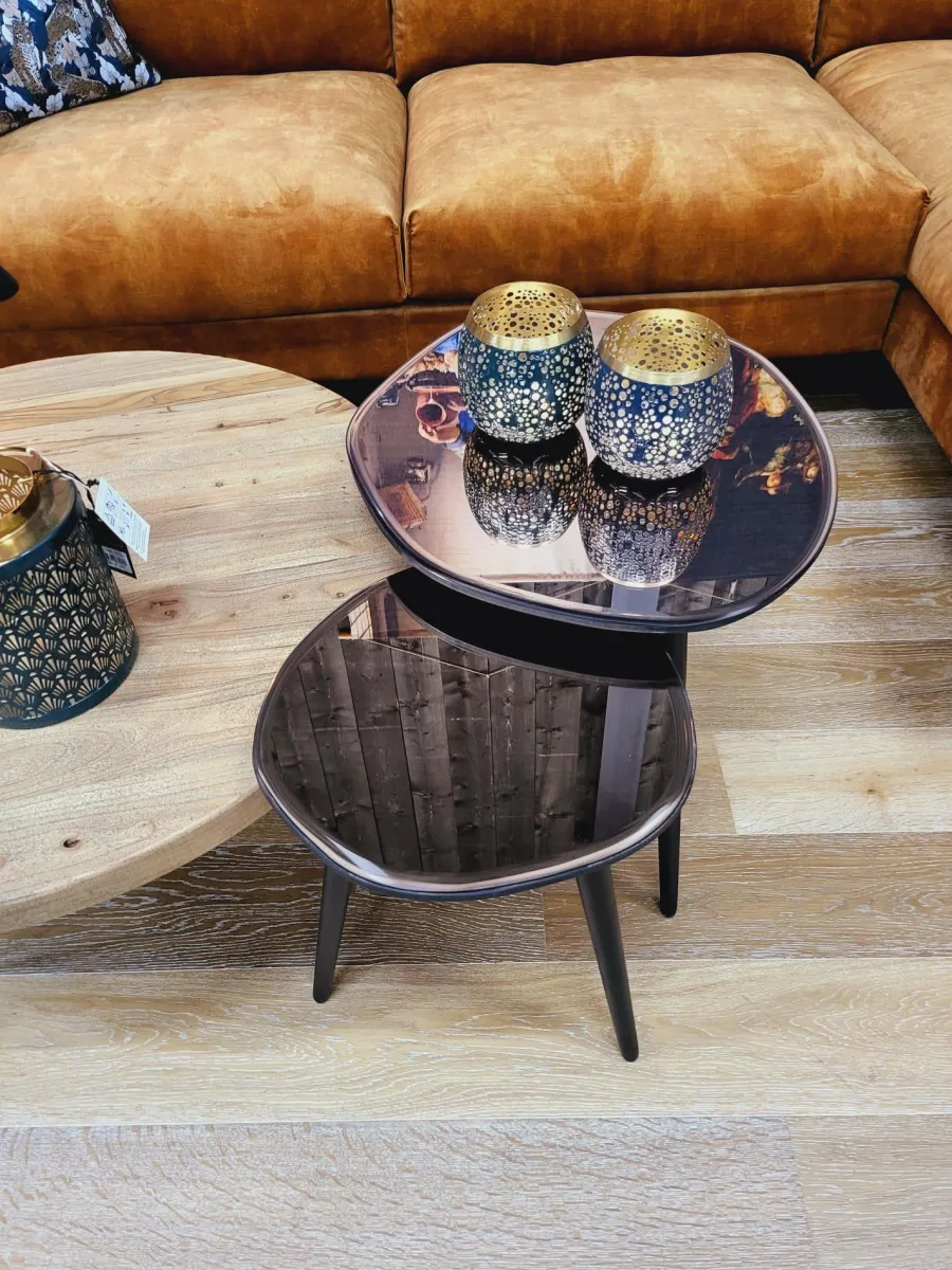 Light en Living Bijzettafel 54x45,5x48 cm DIVO spiegel bruin glas+zwart Online