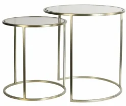 Light en Living Bijzettafel set van 2 DUARTE glas bruin+licht goud Sale