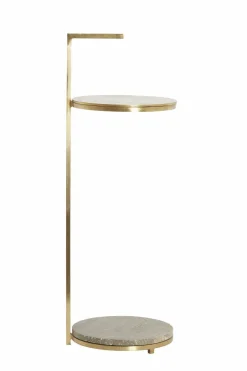 Light en Living Bijzettafel Ø26x76 cm LEDA travertin bruin+brons Discount