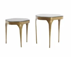 Light en Living Bijzettafel Set van 2 max 50x45,5x50 cm AVI glas smoke+antiek brons Discount