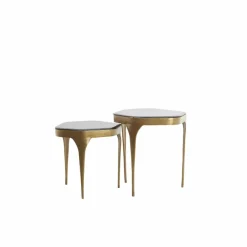Light en Living Bijzettafel Set van 2 max 50x45,5x50 cm AVI glas smoke+antiek brons Discount