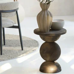 Light en Living Bijzettafel Ø40x50 cm MIRTO hout mat donker bruin Discount