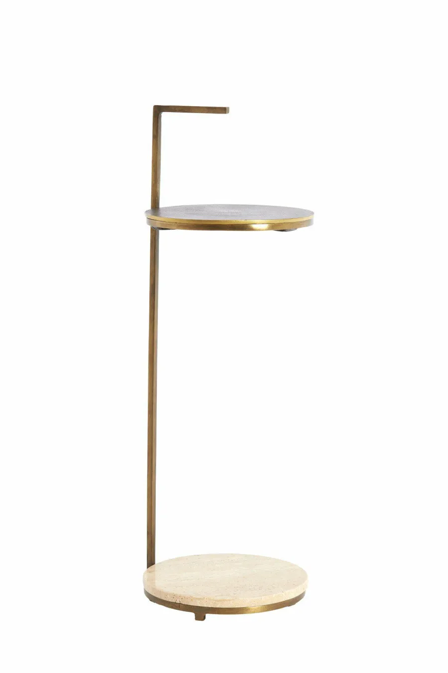 Light en Living Bijzettafel Ø26x76 cm LEDA travertin zand+donker bruin-brons Outlet
