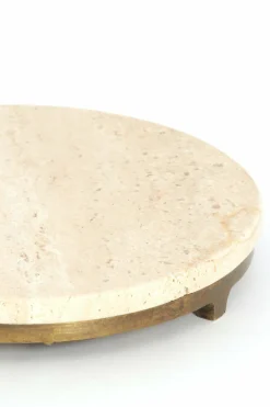 Light en Living Bijzettafel Ø26x76 cm LEDA travertin zand+donker bruin-brons Outlet