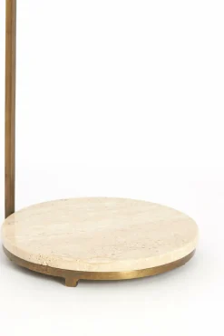 Light en Living Bijzettafel Ø26x76 cm LEDA travertin zand+donker bruin-brons Outlet