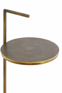 Light en Living Bijzettafel Ø26x76 cm LEDA travertin zand+donker bruin-brons Outlet