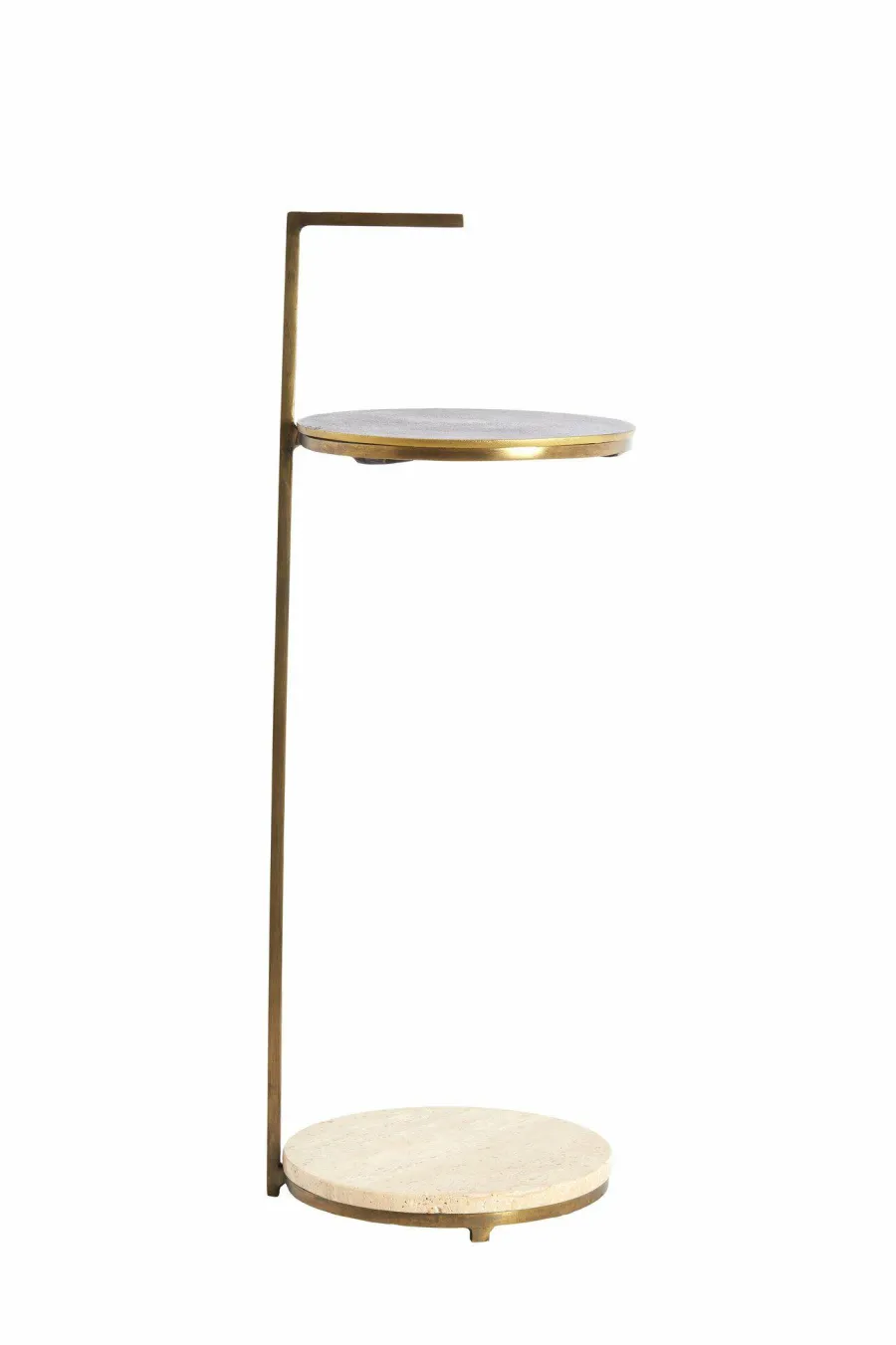 Light en Living Bijzettafel Ø26x76 cm LEDA travertin zand+donker bruin-brons Outlet