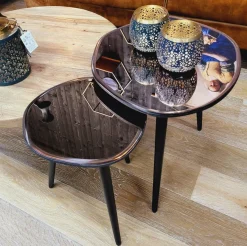 Light en Living Bijzettafel 37x35x44,5 cm DIVO spiegel bruin glas+zwart Best
