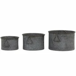 Light en Living Bloempot S/3 Ø21x13+Ø26x17+Ø31x20 cm INDICA zink grijs New