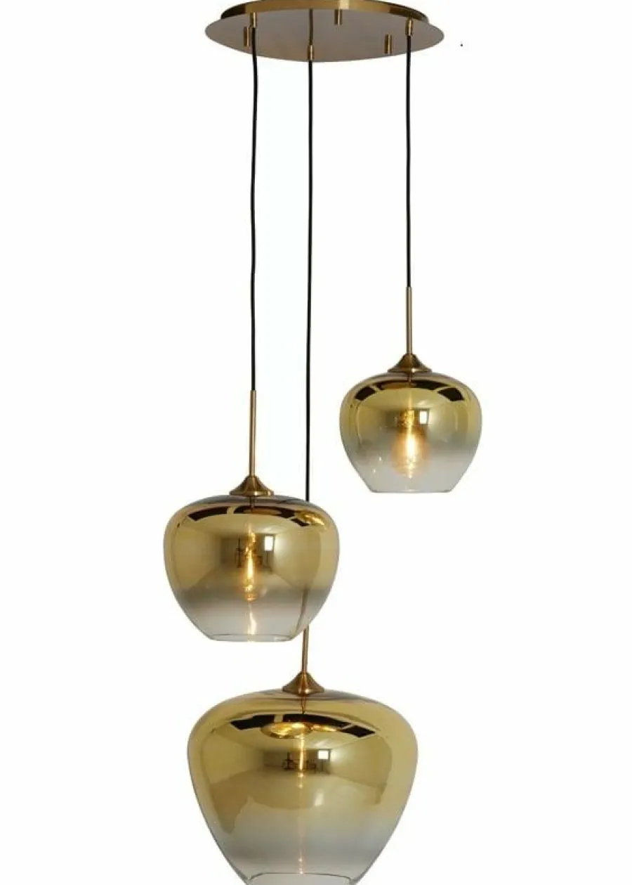 Light en Living Hanglamp 3L Ø40x160 cm MAYSON glas goud-helder+goud