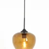 Light en Living Hanglamp MAYSON zwart+glas bruin - Diverse maten Outlet