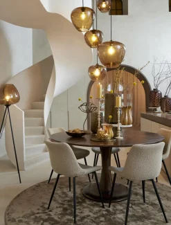 Light en Living Hanglamp MAYSON zwart+glas bruin - Diverse maten Outlet