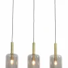 Light en Living Hanglamp 3L 100x22x32 cm LEKAR antiek brons+smoke glas Online