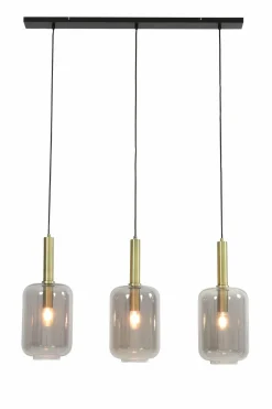 Light en Living Hanglamp 3L 100x22x32 cm LEKAR antiek brons+smoke glas Online