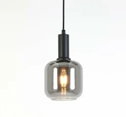 Light en Living Hanglamp Ø21x37 cm LEKAR zwart+smoke glas Outlet