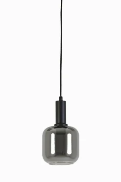 Light en Living Hanglamp Ø21x37 cm LEKAR zwart+smoke glas Outlet