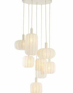 Light en Living Hanglamp 7L Ø53x34 cm TUFIA linnen crème New
