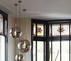 Light en Living Hanglamp MEDINA antiek brons+glas smoke 2 maten Outlet
