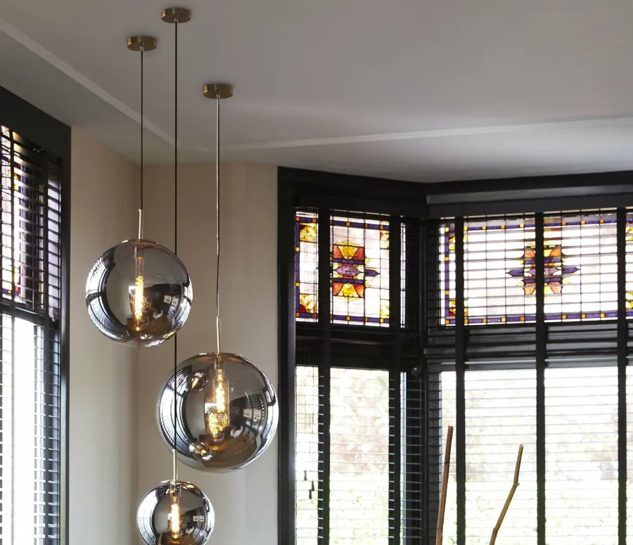 Light en Living Hanglamp MEDINA antiek brons+glas smoke 2 maten Outlet