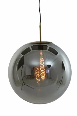 Light en Living Hanglamp MEDINA antiek brons+glas smoke 2 maten Outlet