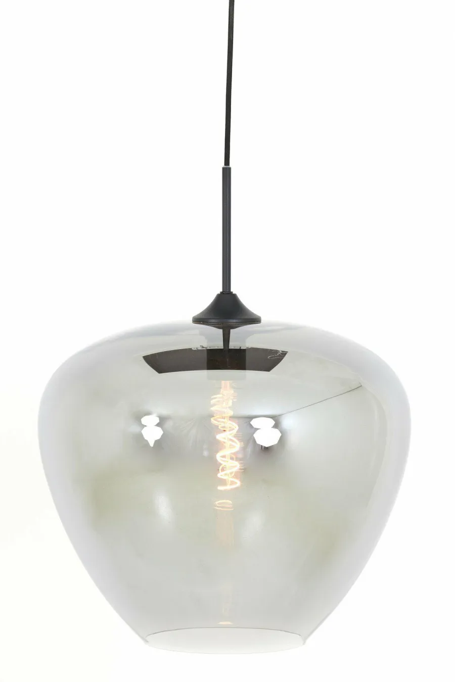Light en Living Hanglamp MAYSON mat zwart+glas smoke - Diverse maten Discount