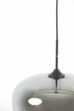 Light en Living Hanglamp MAYSON mat zwart+glas smoke - Diverse maten Discount