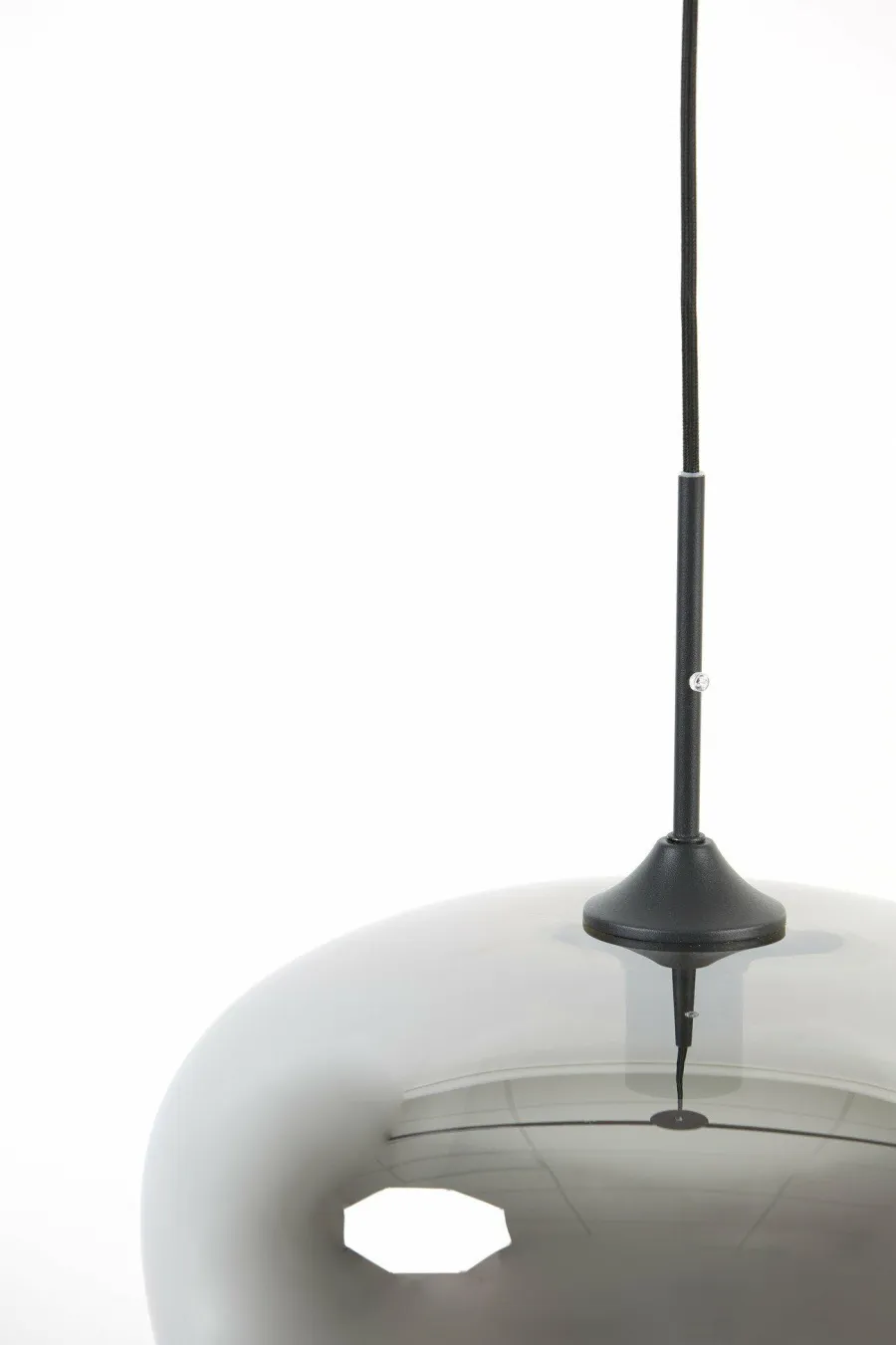 Light en Living Hanglamp MAYSON mat zwart+glas smoke - Diverse maten Discount