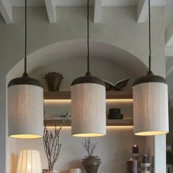 Light en Living Hanglamp 3L 90x22x32 cm DANIA hout print d bruin+touw crème Online