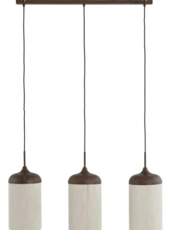 Light en Living Hanglamp 3L 90x22x32 cm DANIA hout print d bruin+touw crème Online