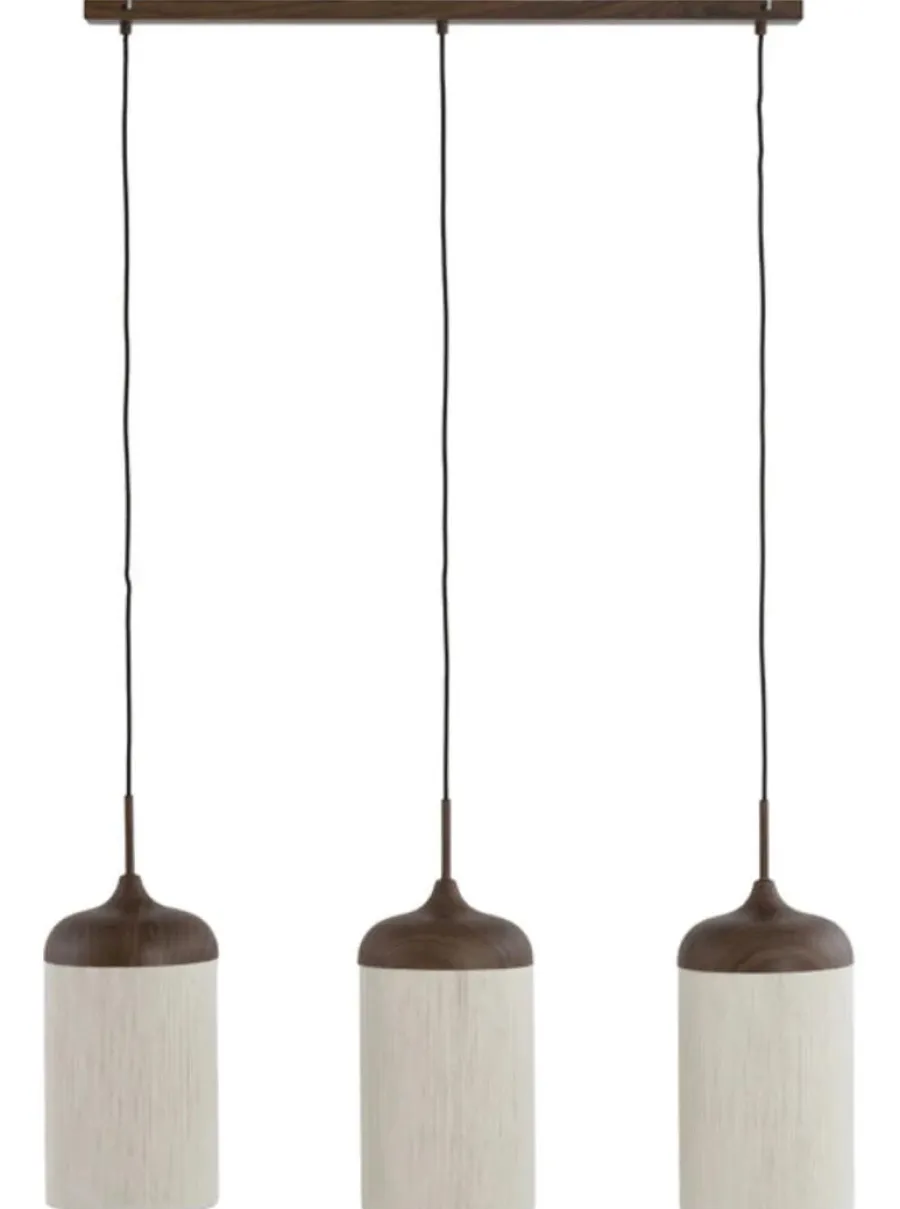 Light en Living Hanglamp 3L 90x22x32 cm DANIA hout print d bruin+touw crème Online