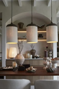 Light en Living Hanglamp 3L 90x22x32 cm DANIA hout print d bruin+touw crème Online