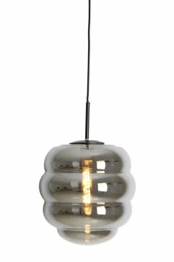 Light en Living Hanglamp MISTY glas smoke+mat zwart - 2 maten Discount