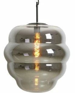 Light en Living Hanglamp MISTY glas smoke+mat zwart - 2 maten Discount