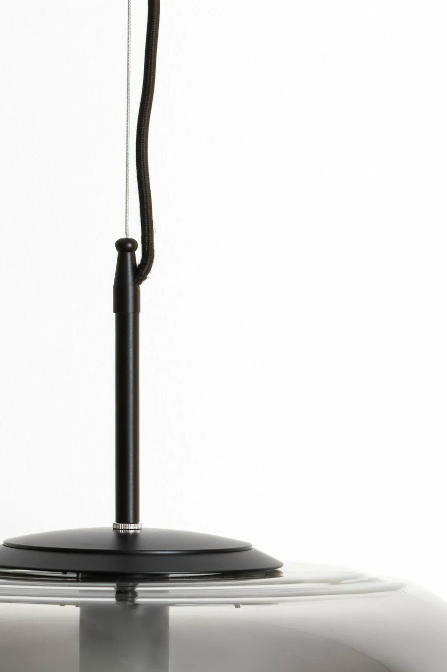 Light en Living Hanglamp MISTY glas smoke+mat zwart - 2 maten Discount