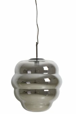 Light en Living Hanglamp MISTY glas smoke+mat zwart - 2 maten Discount