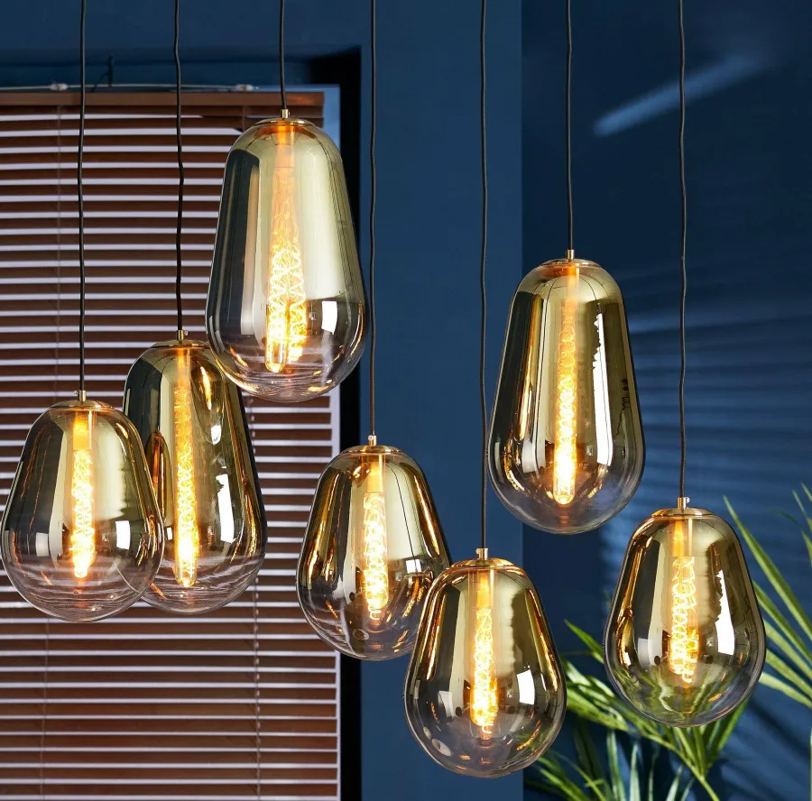 Light en Living Hanglamp 7L 100x35x69 cm MAEVE glas goud-helder+goud Best