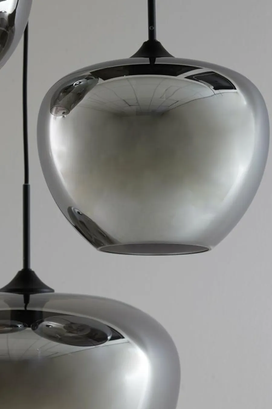 Light en Living Hanglamp 3L Ø40x160 cm MAYSON mat zwart+glas smoke Hot
