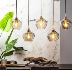 Light en Living Hanglamp 5L 104x20x120 cm RAKEL antiek brons+smoke Clearance