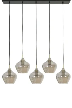 Light en Living Hanglamp 5L 104x20x120 cm RAKEL antiek brons+smoke Clearance