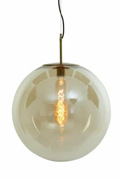 Light en Living Hanglamp Medina antiek brons + glas amber - 2 maten