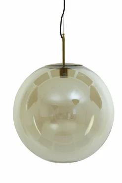 Light en Living Hanglamp Medina antiek brons + glas amber - 2 maten