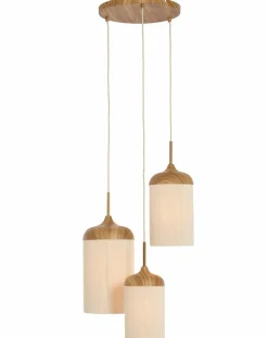 Light en Living Hanglamp 3L Ø35x32 cm DANIALO hout print naturel+touw crème Sale