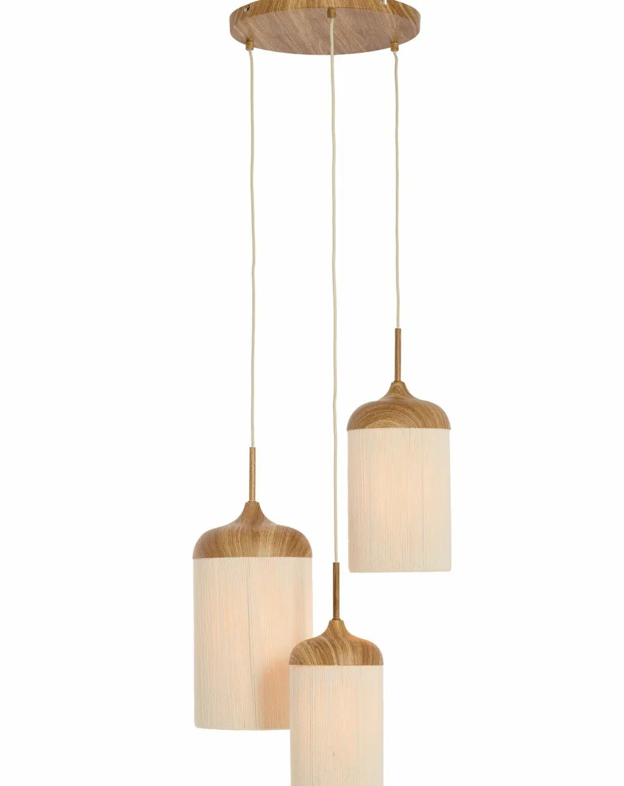 Light en Living Hanglamp 3L Ø35x32 cm DANIALO hout print naturel+touw crème Sale