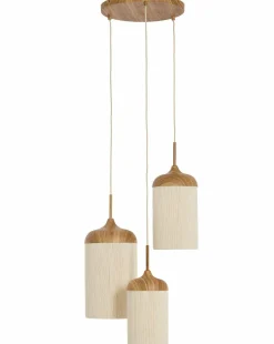 Light en Living Hanglamp 3L Ø35x32 cm DANIALO hout print naturel+touw crème Sale
