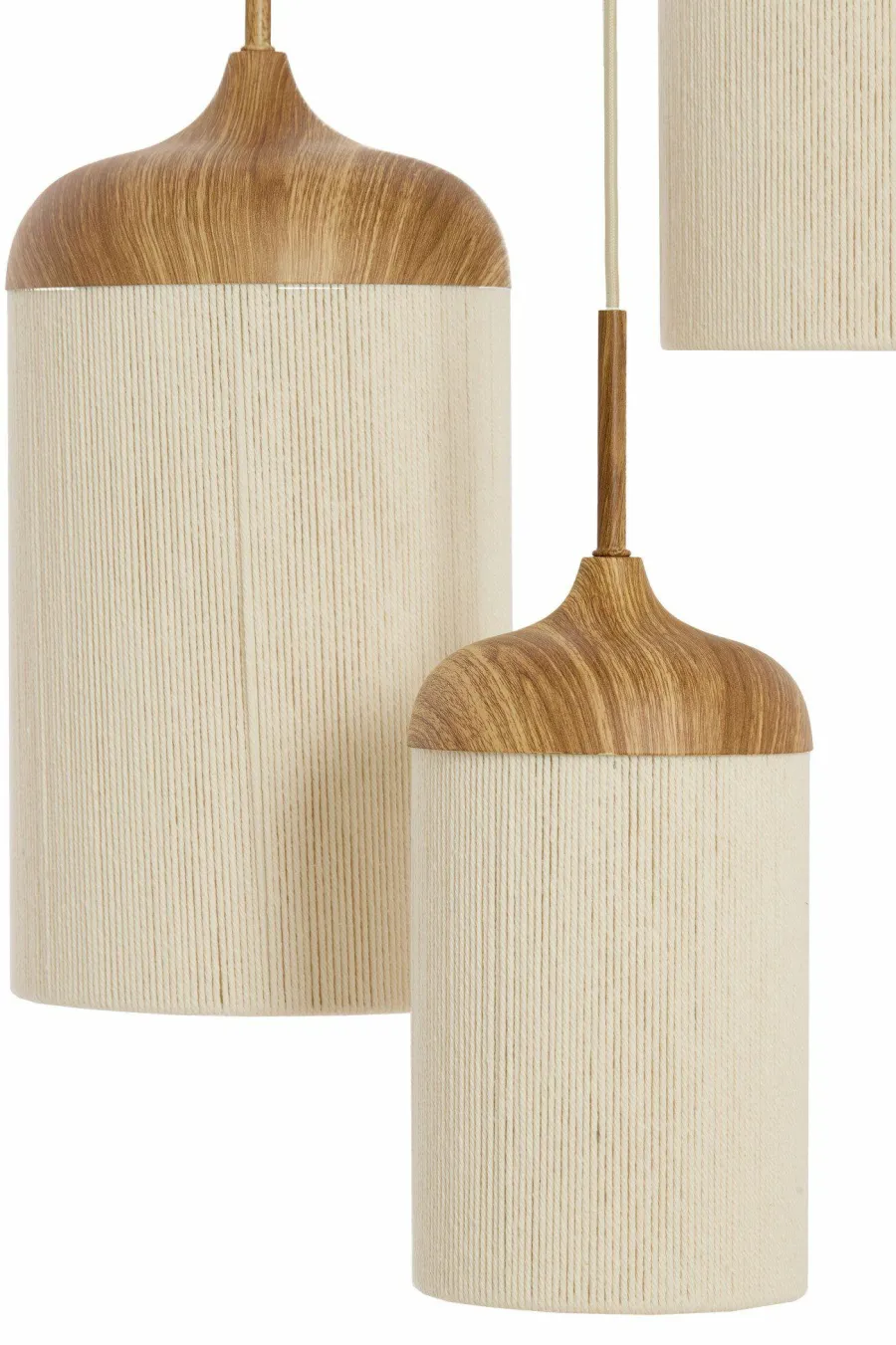 Light en Living Hanglamp 3L Ø35x32 cm DANIALO hout print naturel+touw crème Sale