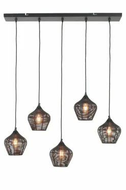 Light en Living Hanglamp 5L 100x20x122 cm ALVARO mat zwart Sale