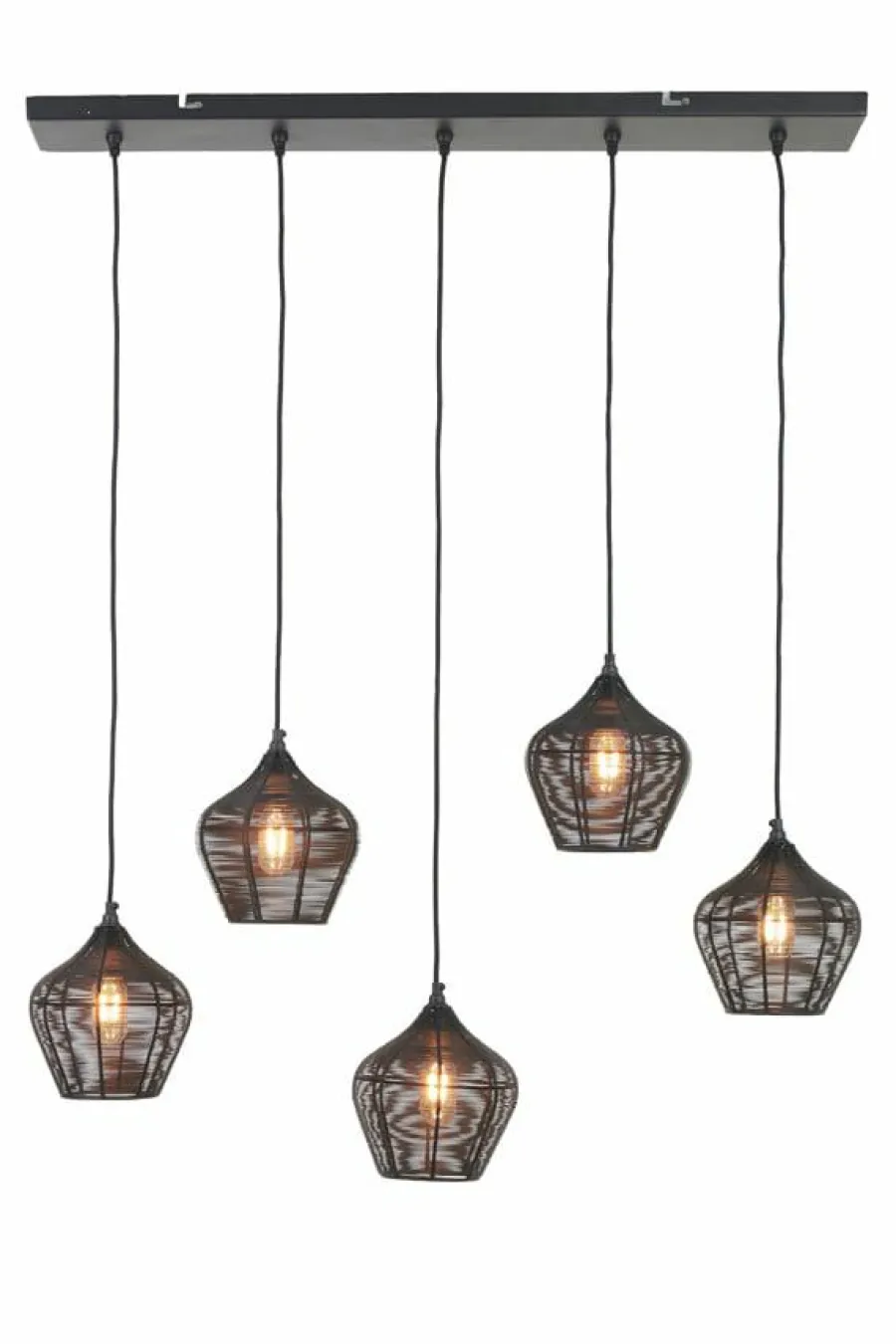 Light en Living Hanglamp 5L 100x20x122 cm ALVARO mat zwart Sale