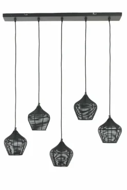 Light en Living Hanglamp 5L 100x20x122 cm ALVARO mat zwart Sale