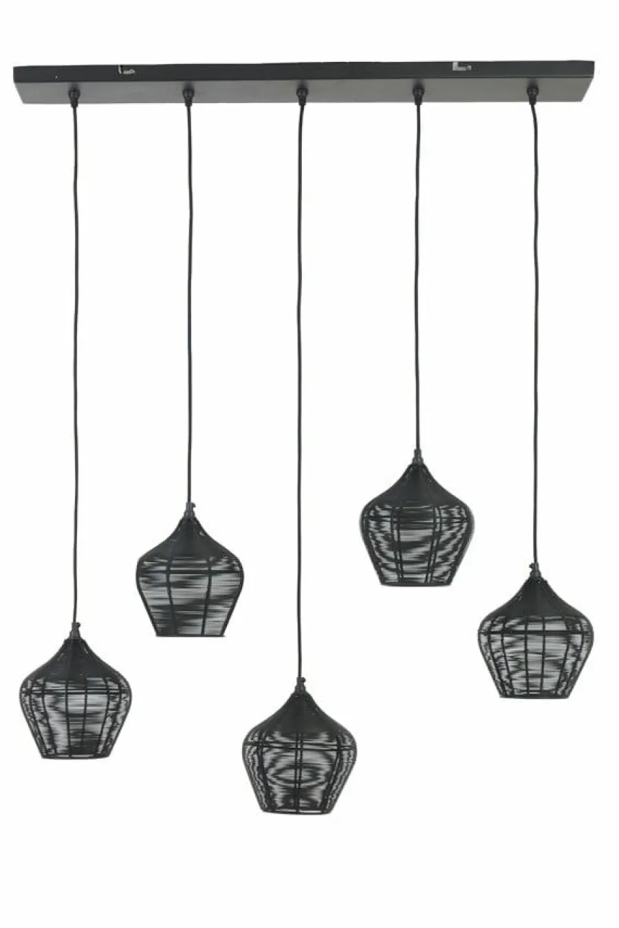 Light en Living Hanglamp 5L 100x20x122 cm ALVARO mat zwart Sale